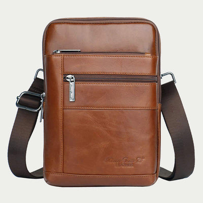 Messenger Bag For Men Three Styles Pockets Leather Crossbody Bag