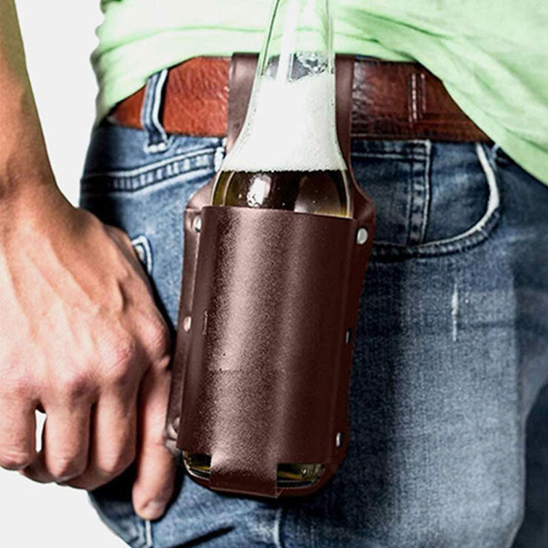 Retro PU Beer Holster Waist Bag EDC Fit Soda Can