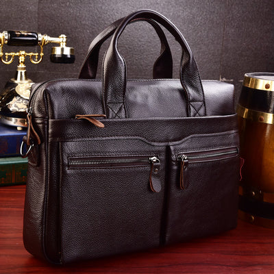 Business Briefcase Messenger Bag For Men Genuine Leather Laptop Bag