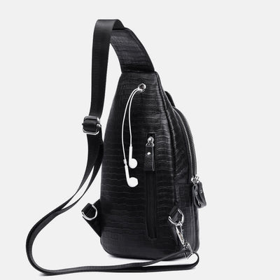Crocodile Leather Sling Bag Chest Backpack Outdoor Travel Hiking Sports Daypacks