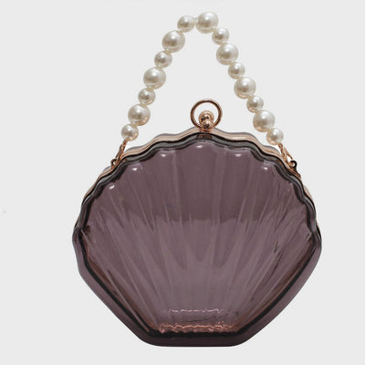 Crossbody Bag For Women Clip Pearl Chain Transparent Bag