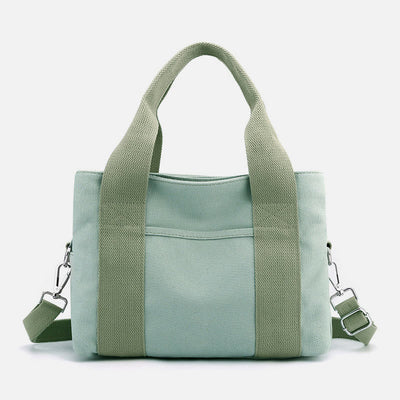 Solid Color Small Tote Triple Compartment Large Crossbody Canvas Purse