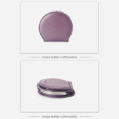 Shell-Shaped Kiss-Locked Coin Purse Genuine Leather Pouch Wallet
