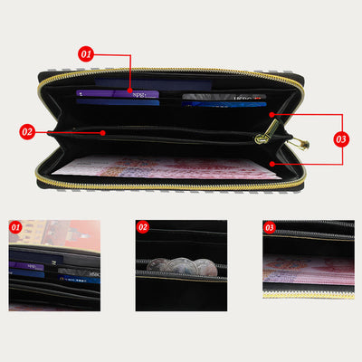 PU Leather Wallet For Women Butterfly Sunflower Pattern Long Purse