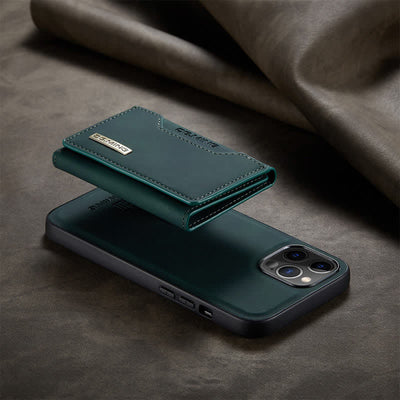 2 In 1 Magnetic Wallet Phone Case for iPhone PU Leather Trifold Wallet Case