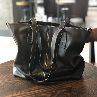 Genuine Leather Tote Bags for Women Casual Shoulder Purse with Crossbody Strap