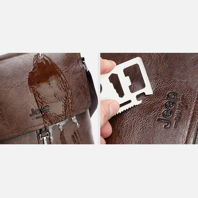Vintage Leather Messenger Shoulder Crossbody Bag for Men Work Business