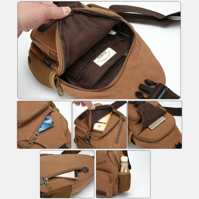 Canvas Outdoor Casual Large Capacity Crossbody Bag Chest Bag