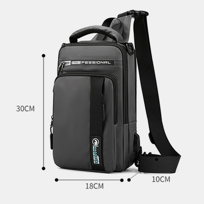 4 Way-use Lightweight Multi-Pocket Classic Sling Bag With USB Charging Port