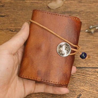Retro Handmade Genuine Leather Card Holder Wallet for Men Women