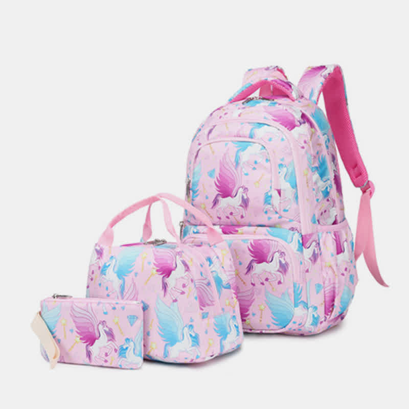 Unicorn Schoolbag Set for Girls Backpack Bookbag Lunch Bag Pencil Case