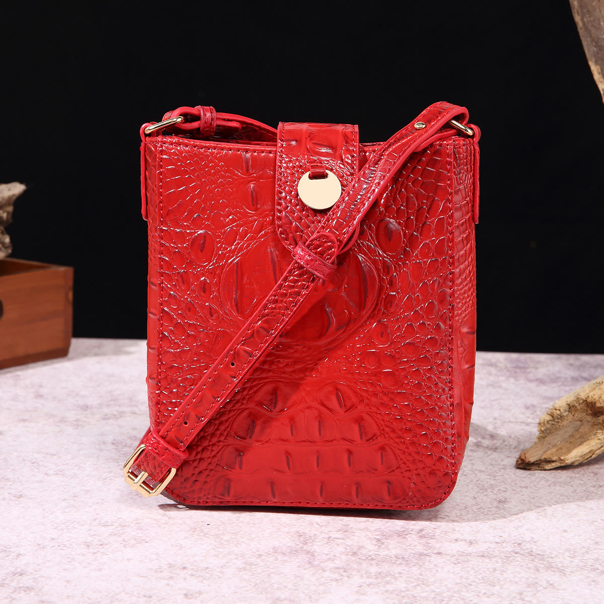 Crossbody Bag For Women Retro Crocodile Pattern Phone Bag