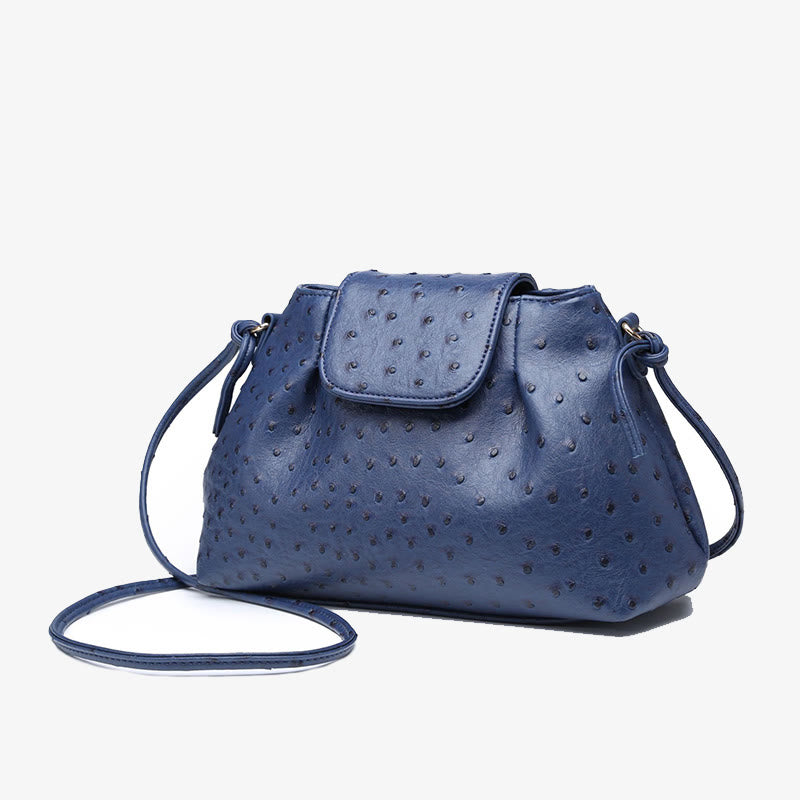 Ostrich Print Crossbody Bag Women Plain Color Cloud Bag