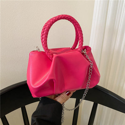 Crossbody Bag For Women Wrinkle Shape Mini Solid Color Handbag