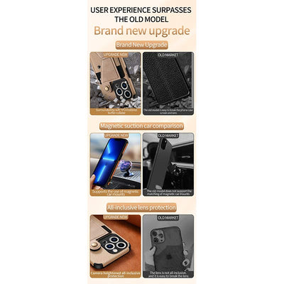 Shockproof Dustproof Leather Phone Case for iPhone with Card Slot Kickstand
