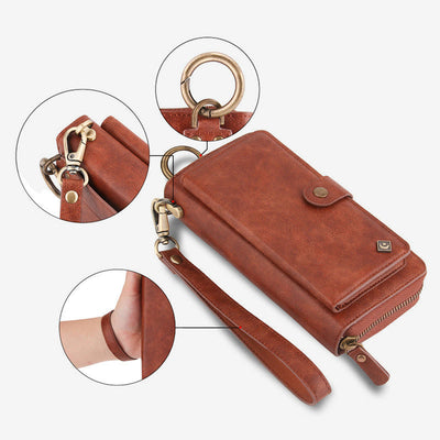 Leather Phone Case For Samsung S22 Multifunctional 2 In1 Zipper Wallet
