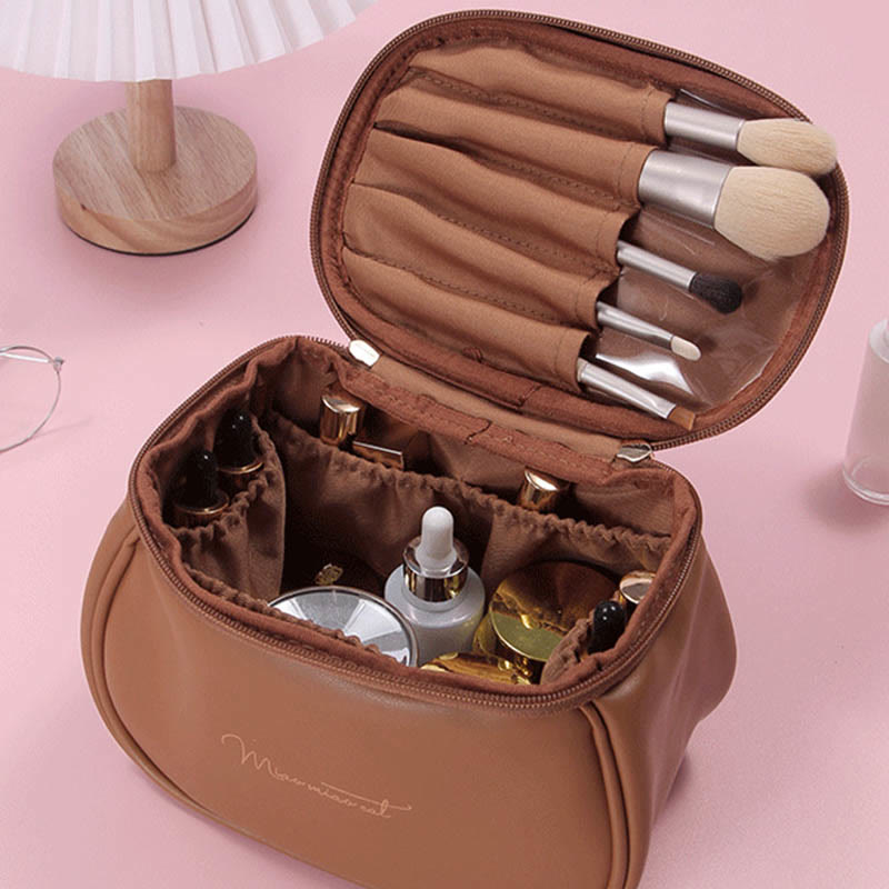 Minimalist Storage Bag Womens Travel Portable Leather Makeup Bag