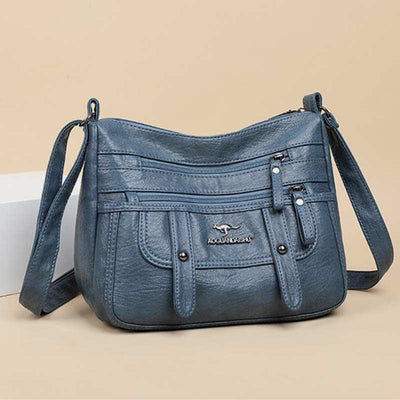 Crossbody Bag for Women Multi-Pocket Soft Leather Zipper Pocket Shoulder Purse