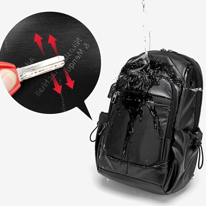 Unisex Small Black Sling Crossbody Shoulder Bag Daypack with USB Charger