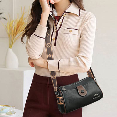 Retro Lady Underarm Bag Wide Strap Simple Women Crossbody Bag