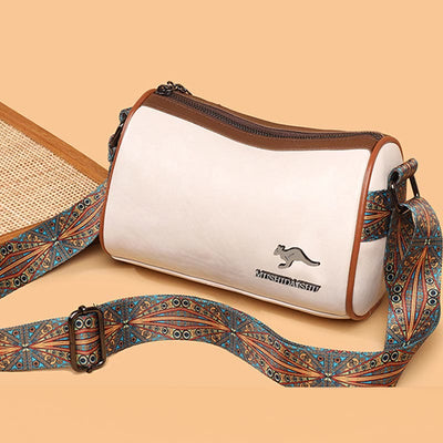 Elegant Vegan Leather Crossbody Bag Classic Solid Color Lady Bag