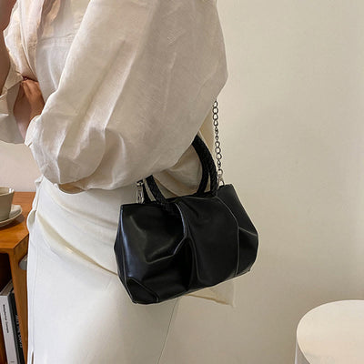 Crossbody Bag For Women Wrinkle Shape Mini Solid Color Handbag
