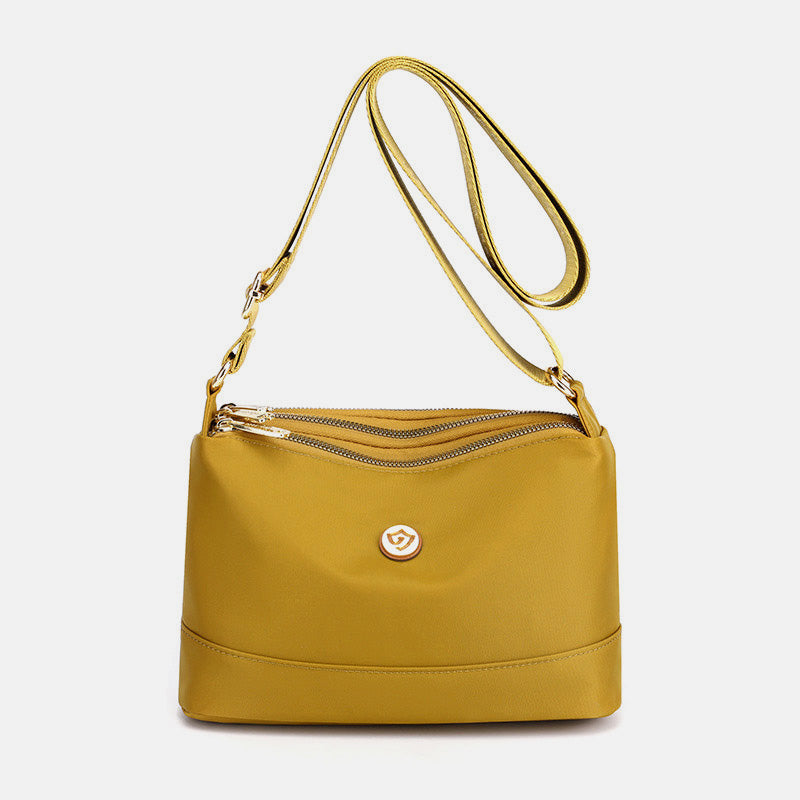 Triple Zip Small Crossbody Bag Lightweight Waterproof Nylon Shoulder Purses Handbags