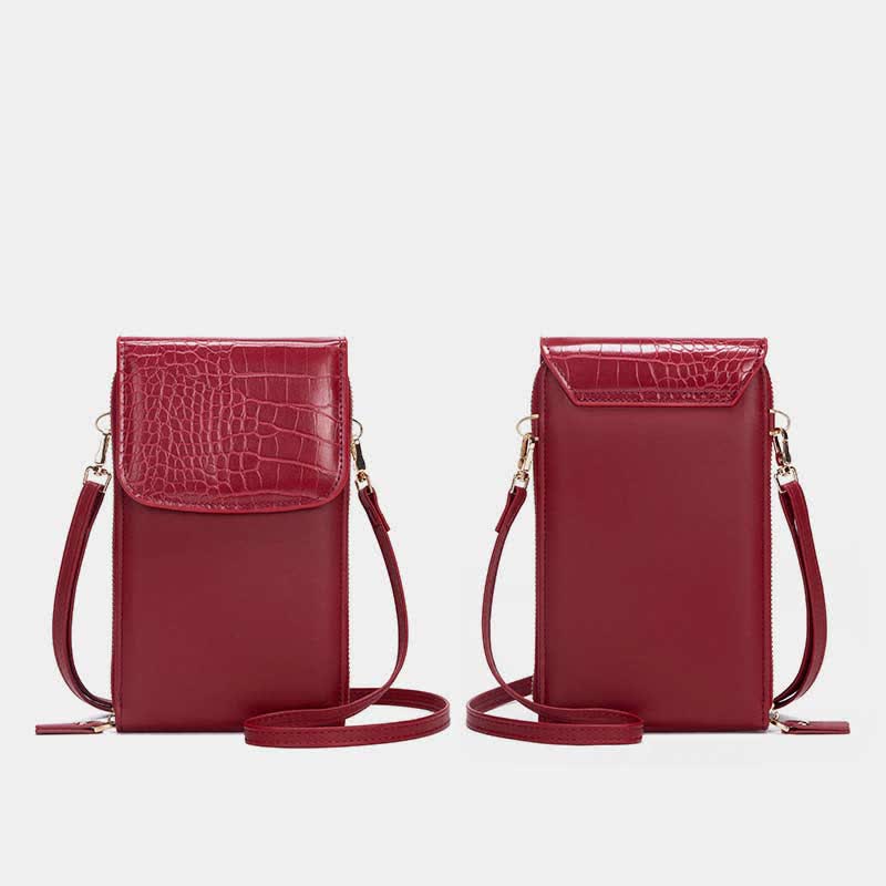 Womens Slim Lightweight Leather Crossbody Phone Bag Credit Card Holder