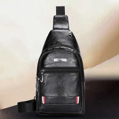 Leather Sling Bag for Men Outdoor Travel Chest Pack Daypack Backpack