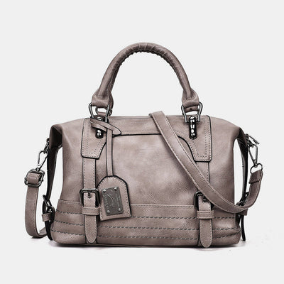 Retro Vegan Leather Tote Crossbody Bag Doctor Bag for Ladies Boston Bag