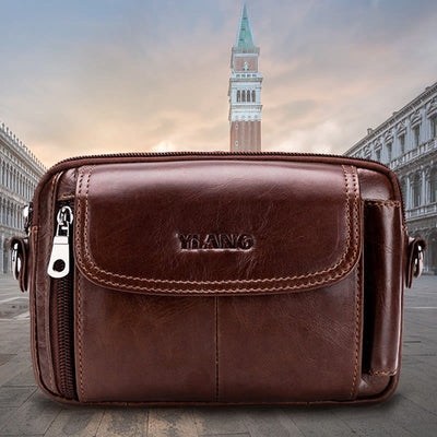 Leather Waist Bag For Men Retro Multifunctional Crossbody Phone Bag