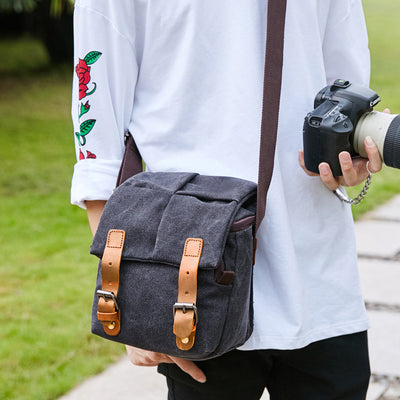 Unisex Waterproof Waxed Canvas DSLR/SLR Bag Case Compact Camera Bag