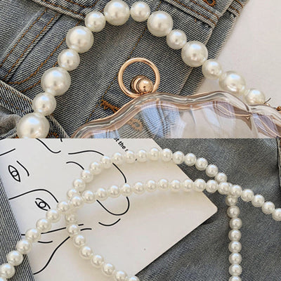 Crossbody Bag For Women Clip Pearl Chain Transparent Bag