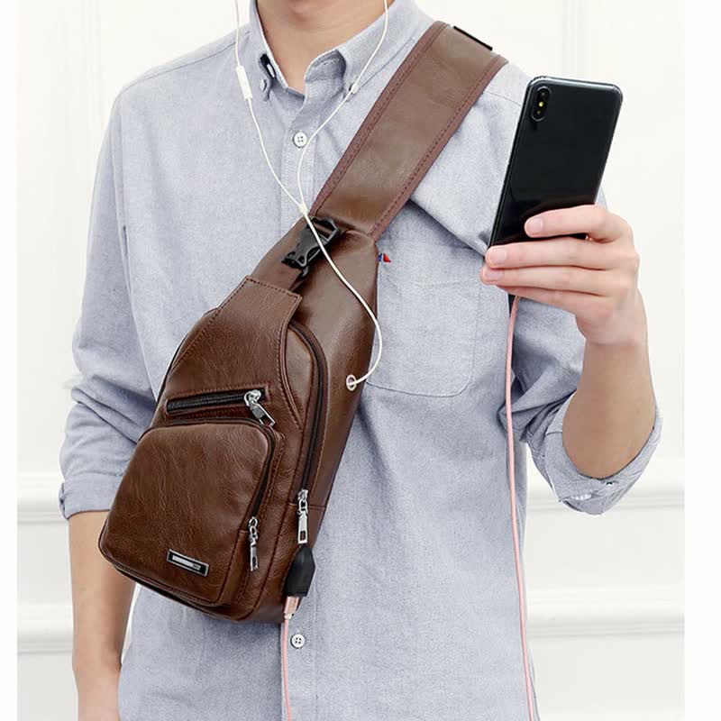 Warterproof USB Charging Sling Bag