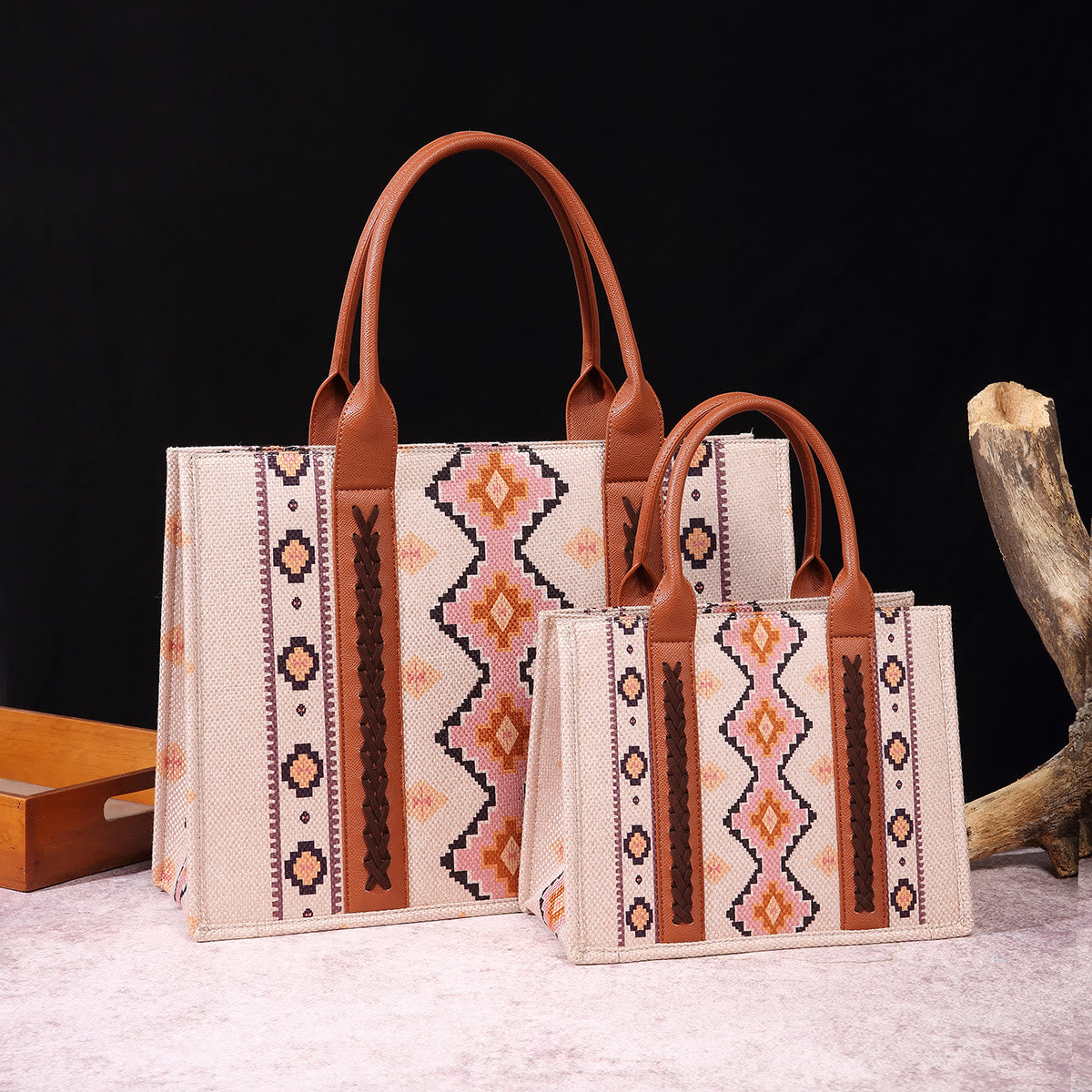 Vintage Linen Cotton Handbag For Women Bohemian Crossbody Tote