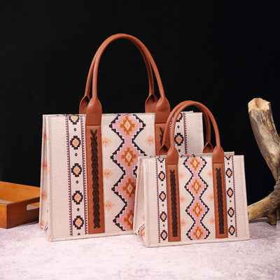 Vintage Linen Cotton Handbag For Women Bohemian Crossbody Tote