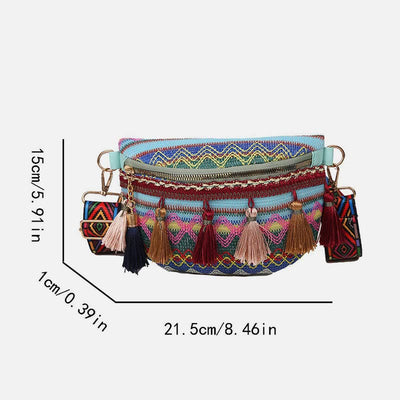 Folk Custom Sling Bag Women Tassel Crossbody Chest Bag