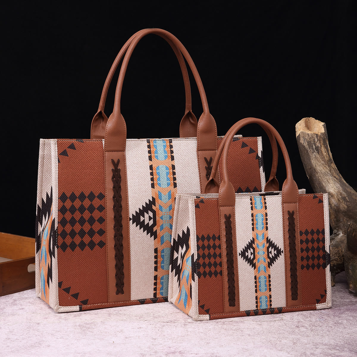 Vintage Linen Cotton Handbag For Women Bohemian Crossbody Tote
