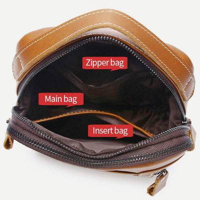 Genuine Leather Sling Bag for Men Vintage Crossbody Casual Hiking Daypack