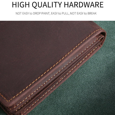 Retro Men's Large Capacity Genuine Leather Bifold Wallet Credit Card Holder