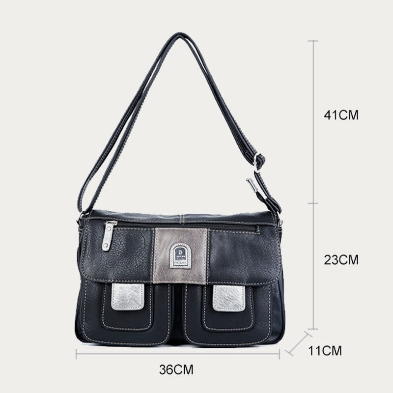 Crossbody Bag For Women Simple Black Leather Shoulder Bag