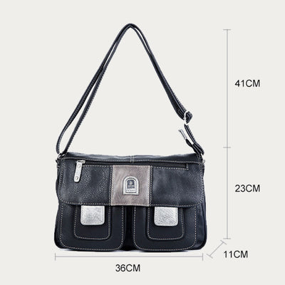 Crossbody Bag For Women Simple Black Leather Shoulder Bag