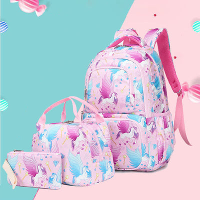 Unicorn Schoolbag Set for Girls Backpack Bookbag Lunch Bag Pencil Case