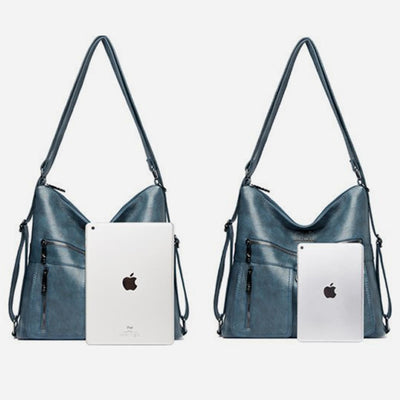 Solid Color Tote Convertible Backpack Shoulder Bag For Commuter