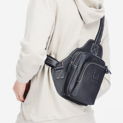 Large Capacity Genuine Leather Sling Bag