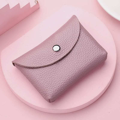 Genuine Leather Coin Purse Mini Wallet Card Holder with Zipper Pocket