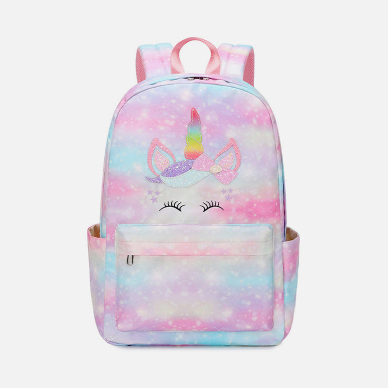 Unicorn School Backpack for Girls Kids Elementary Bookbag Lunch Bag Set