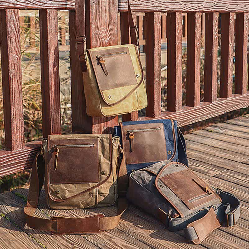 Men Messenger Bags Canvas Crossbody Shoulder Bag Travel Work Purse