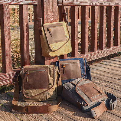 Men Messenger Bags Canvas Crossbody Shoulder Bag Travel Work Purse