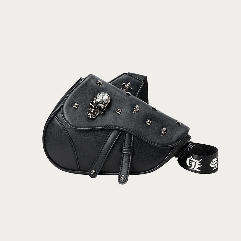 Crossbody Bag For Men Half Round Shape Leather Saddle Bag